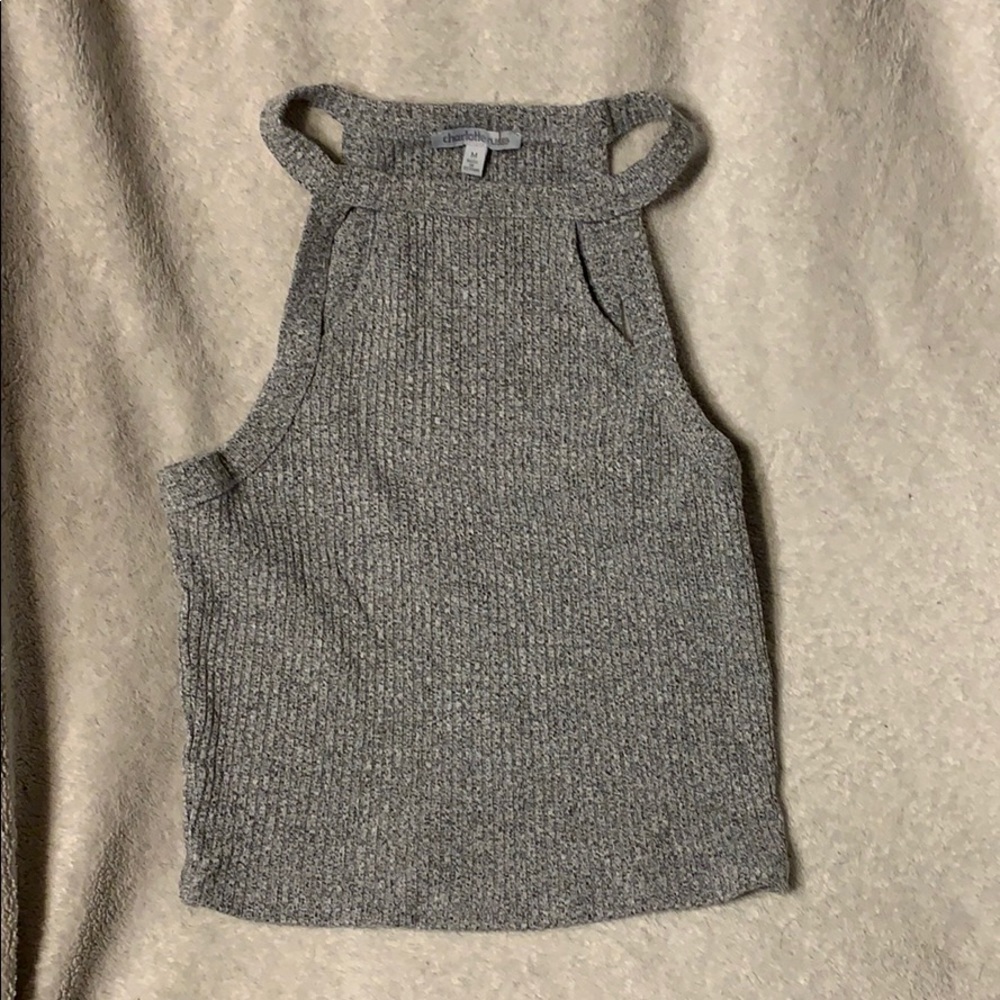 Gray Cut-Out Neck Tank Top